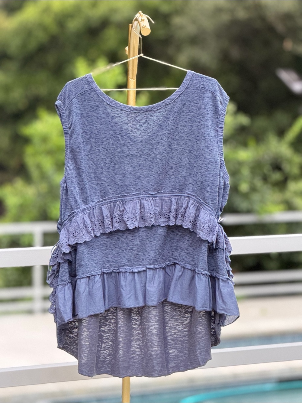 Free People Dusty Lavender Ruffle-Tiered Sleeveless Tank